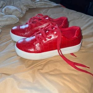 red platform sneakers